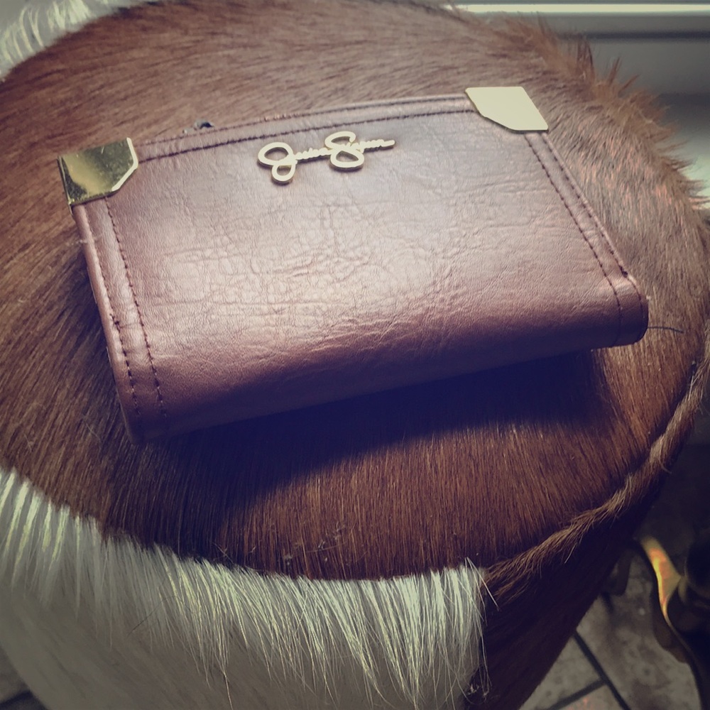 Jessica Simpson leather wallet animal print